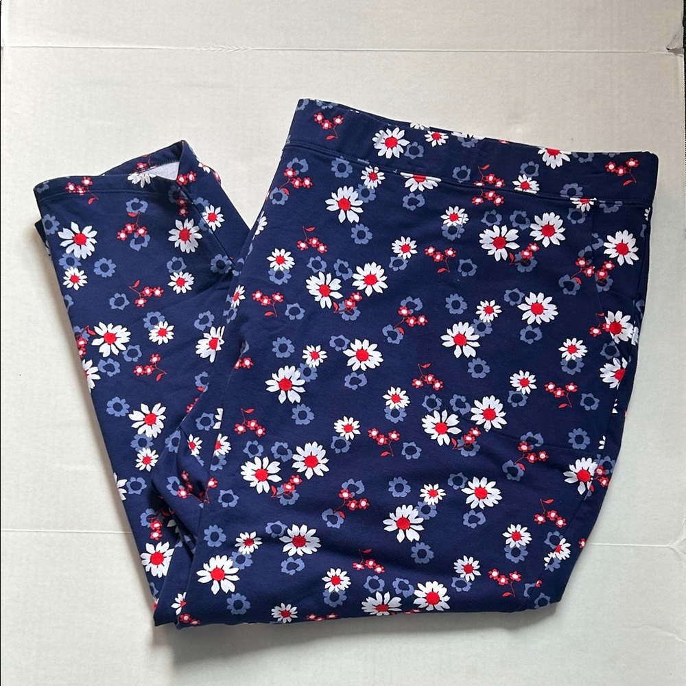 NWOT Denim & Co. Active floral print French terry crop pants size 5X